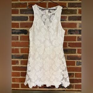 Lush White Floral Lace Mini Dress